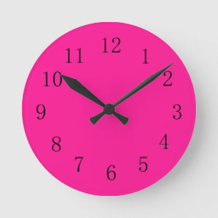 Diepe roze ronde (gemiddelde) wandklok klok