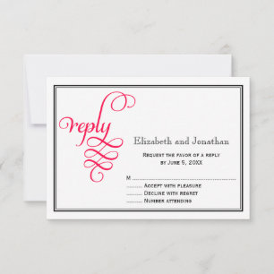 Diepe Roze Roze Script Trouw Antwoordkaart RSVP Kaartje