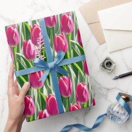 Diepe roze tulpen - verpakkingspapier cadeaupapier