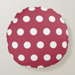 Diepe Roze Witte Geometrische Stippen Patroon Rond Kussen