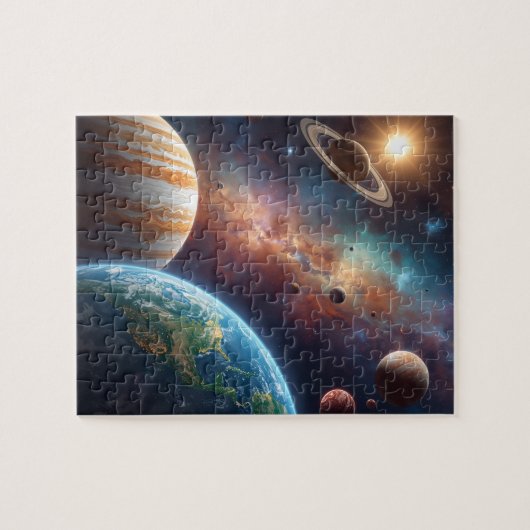 Diepe ruimte planeten nevel Jupiter Aarde Legpuzzel (Horizontaal)