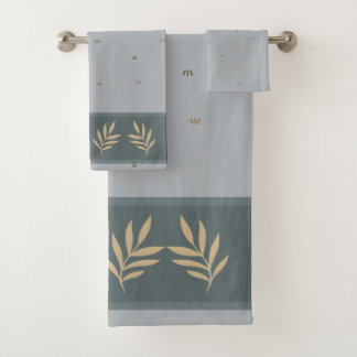 Diepe Saliegroen Blad Rand Badkamer Handdoek Set