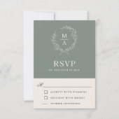 Diepe sep Simple Elegant Monogram RSVP Kaartje (Voorkant)