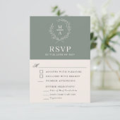 Diepe sep Simple Elegant Monogram RSVP met maaltij (Staand voorkant)