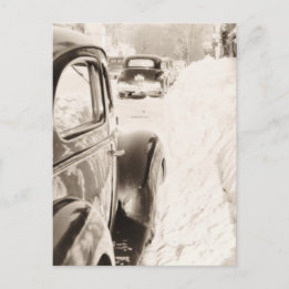 Diepe sneeuwwagen briefkaart