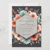 Diepe Teal Bloemrijke Elegantie Trouwdag Kaart (Voorkant)