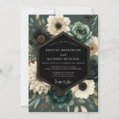 Diepe Turquoise Bloemrijke Weelderige Huwelijk Kaart (Voorkant)
