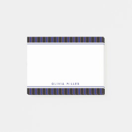 Diepe vintage gestreepte blauwe patroon aangepast post-it® notes