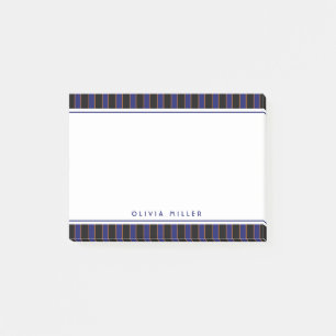 Diepe vintage gestreepte blauwe patroon aangepast post-it® notes