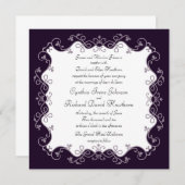 Diepe Violet Paars Square Wedding Invitations Kaart (Voorkant / Achterkant)