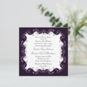 Diepe Violet Paars Square Wedding Invitations Kaart (Staand voorkant)