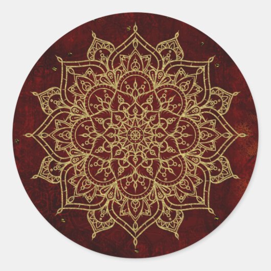 Diepe wijnen Rood Mandala & Glam Modern Chic Ronde Sticker (Voorkant)