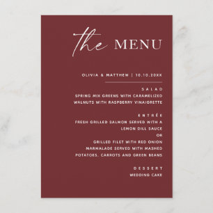 Diepe Wijnrode Herfst Bruiloft   Elegant Moderne S Menu