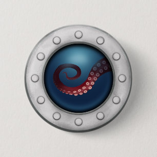 Diepe Zee Creëer Steampunk Ocean Explorer Octopus Ronde Button 5,7 Cm