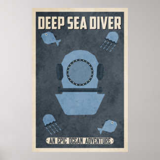 Diepe Zee-duiker (Vintage Poster Design)