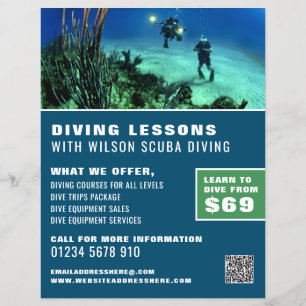 Diepe Zeeen duikers, Scuba-duikles Adverteren Flyer