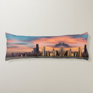 Diepe zonsondergang in Chicago Lichaamskussen