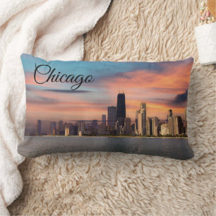 Diepe zonsondergang over Chicago Kussen
