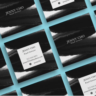 Diepe zwarte inktschilderstreep Vette penseelstree Vierkante Visitekaartje