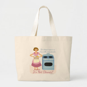 Diepgevroren diner Supper Retro Kitsch Food Cartoo Grote Tote Bag