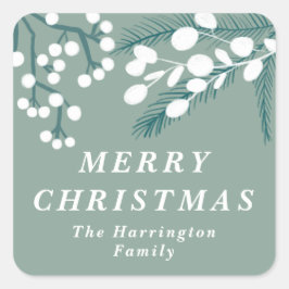 Diepgevroren Eucalyptus Mint en witte kerst Vierkante Sticker