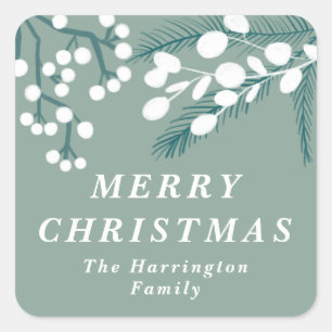 Diepgevroren Eucalyptus Mint en witte kerst Vierkante Sticker