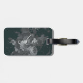 Diepgroen  bloemstilleven stijlvol bagagelabel (Achterkant horizontaal)