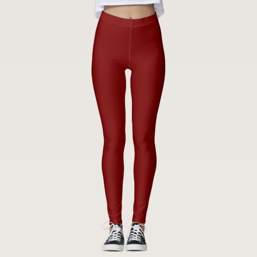 Dieprode effen kleur leggings (Voorkant)