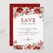 Dieprode grens van de Bloemen Save The Date (Voorkant / Achterkant)