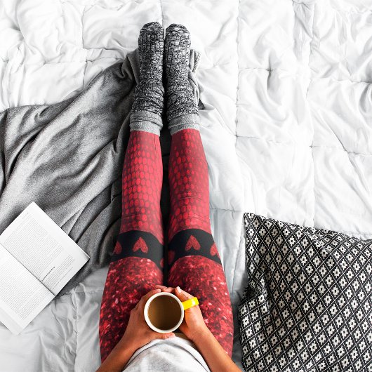 Dieprode nep glinsterende lichten leggings