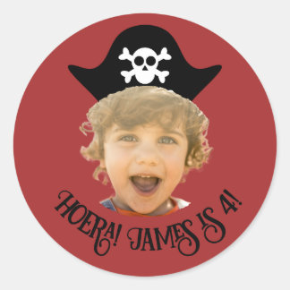 Dieprood Piraten Foto Sticker – Eigen Naam -
