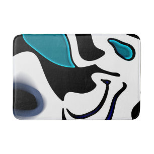 Dieptelading: Abstract Zwart, Wit & Blauw Badmat