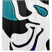 Dieptelading: Abstract Zwart, Wit & Blauw Douchegordijn (Voorkant)