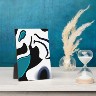 Dieptelading: Abstract Zwart, Wit & Blauw Fotoplaat