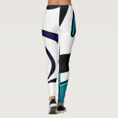 Dieptelading: Abstract Zwart, Wit & Blauw Leggings (Achterkant)