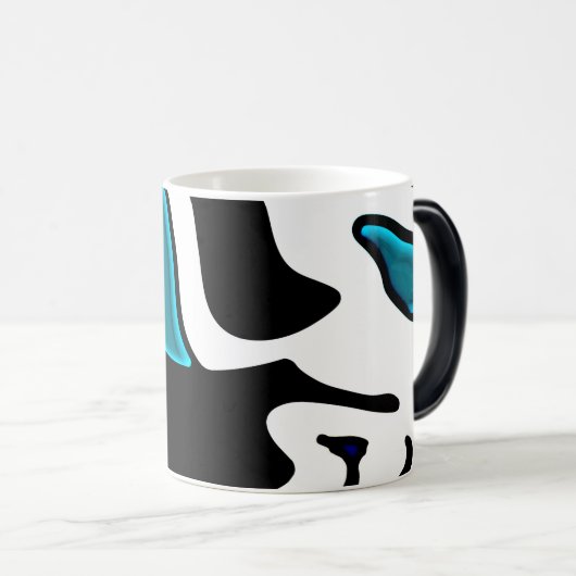 Dieptelading: Abstract Zwart, Wit & Blauw Magische Mok (Voorkant rechts)