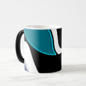 Dieptelading: Abstract Zwart, Wit & Blauw Magische Mok (Voorkant links)