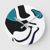 Dieptelading: Abstract Zwart, Wit & Blauw Ronde Klok (Voorkant)