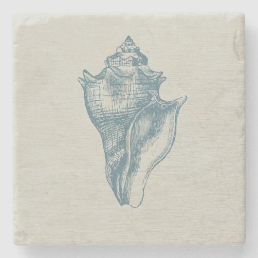  diepzeeblauwe schelp stenen onderzetter (Voorkant)