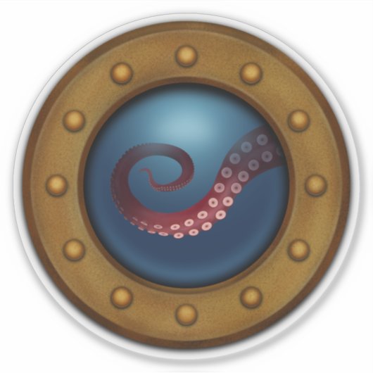 Diepzeeworm in scheepsraam Ocean Explorer Sticker (Voorkant)