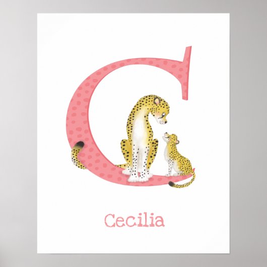 Dier ABC C is voor cheeta-prent Poster (Voorkant)