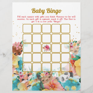 Dier Baby Bingo En Naam Race Baby shower Spel Flyer
