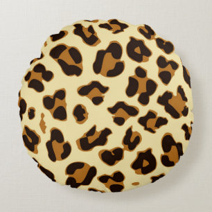 Dier   Bruine leopard Skin Print Round Pillow Rond Kussen