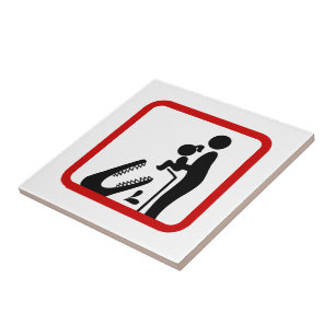 Dier geen dochter aan de Krokodilentuin. Tegeltje