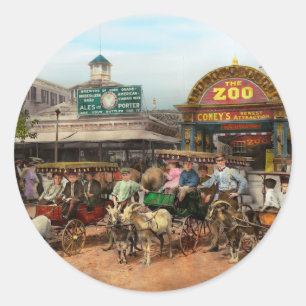 Dier - Geiten - Coney Island NY - Jong kind berijd Ronde Sticker