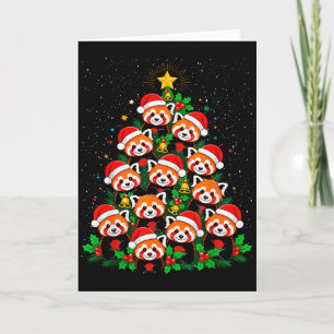 Dier Kerstboom Kerstman Hoed Rode Panda Kerstmis Kaart