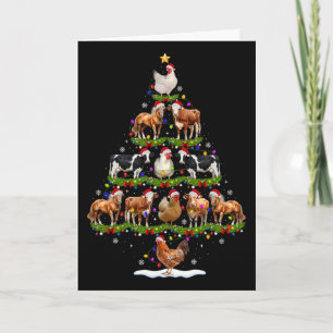 Dier Kerstboom Lichtjes Kip Koe Geit Boerderij Kaart