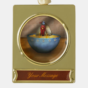 Dier - Kip - Kippenstoofpot Verguld Banner Ornament