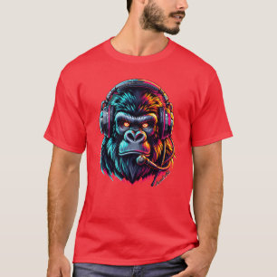 Dier Kunst Gorilla met hoofdtelefoon vrienden T-shirt