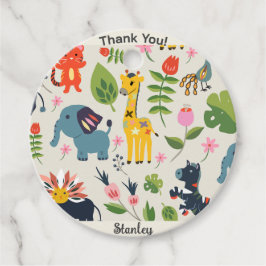 Dier Oerwoud pastel bladpatroon dank u Bedankjes Labels
